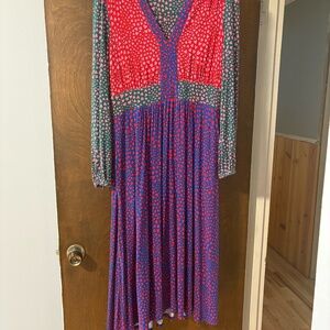 Lily Long Sleeve Midi Dress-Multi, Heart Cluster